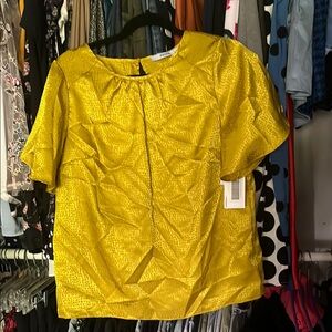 JustFab Yellow Boxy Blouse with Short Sleeves